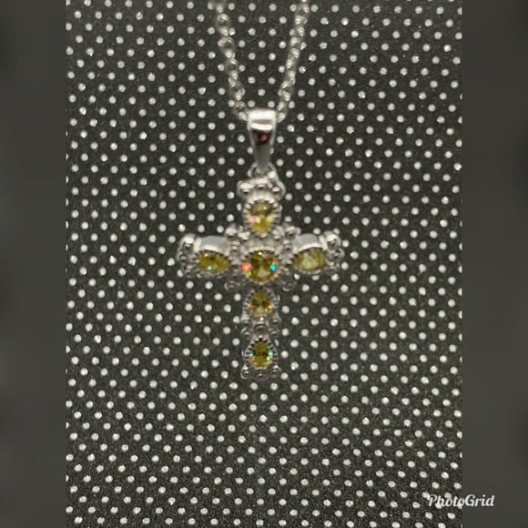 Karis Sim Yellow Diamond Cross Pendant Necklace - Picture 3 of 10